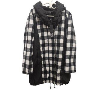 Orly Women's XL Fashion Forward Black & White Plaid Coat